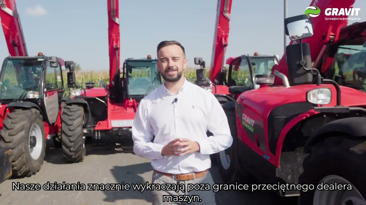 Kadr z filmu promocyjnego GRAVIT Rental prezentującego wynajem maszyn.